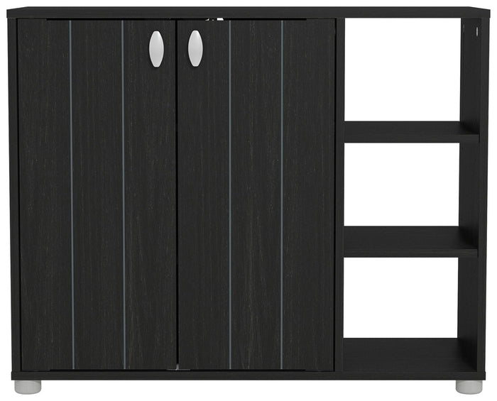 GFW Bideford 2 Door Shoe Storage Cabinet - Black | Footwear Storage Solution