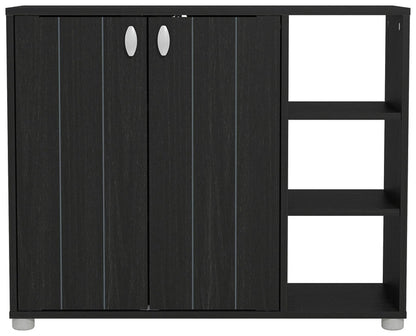 GFW Bideford 2 Door Shoe Storage Cabinet - Black | Footwear Storage Solution
