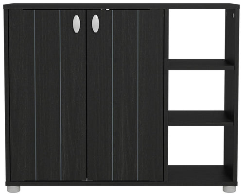 GFW Bideford 2 Door Shoe Storage Cabinet - Black | Footwear Storage Solution