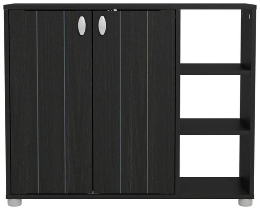 GFW Bideford 2 Door Shoe Storage Cabinet - Black | Footwear Storage Solution