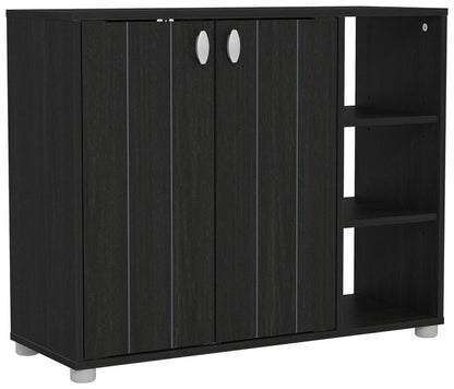 GFW Bideford 2 Door Shoe Storage Cabinet - Black | Footwear Storage Solution