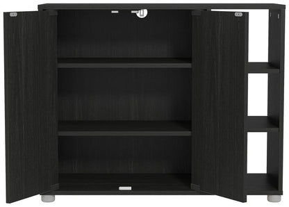 GFW Bideford 2 Door Shoe Storage Cabinet - Black | Footwear Storage Solution