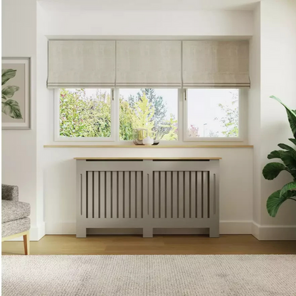 GFW Longslow Large Radiator Cover Grey & Oak | Home Heating Cover Cabinet