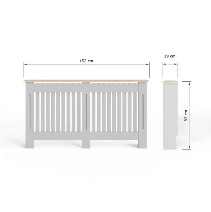 GFW Longslow Large Radiator Cover Grey & Oak | Home Heating Cover Cabinet