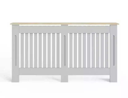 GFW Longslow Large Radiator Cover Grey & Oak | Home Heating Cover Cabinet