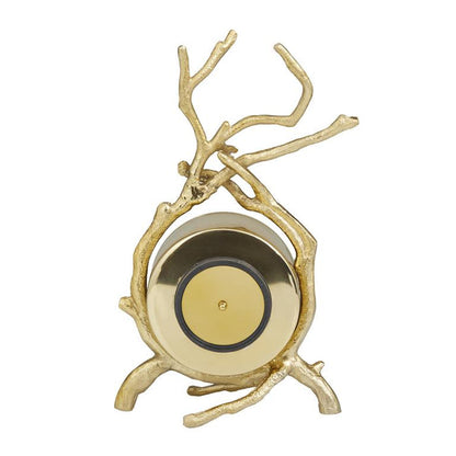 GOLD ALUMINUM CLOCK WITH BRANCH ACCENTS