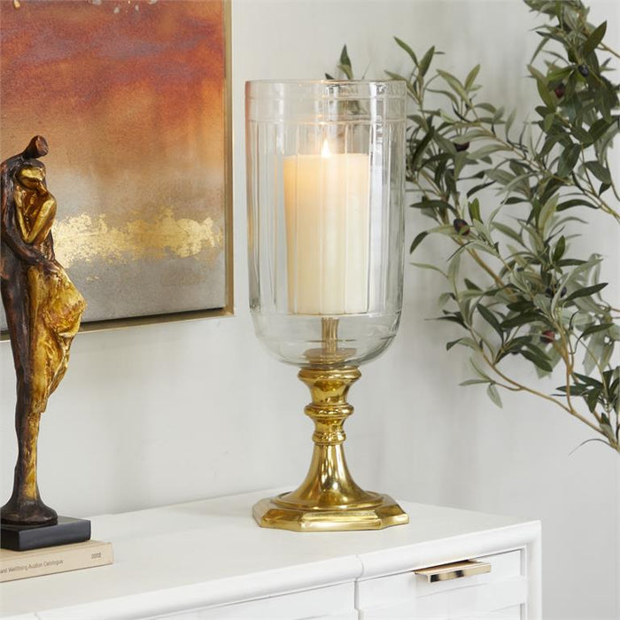 GOLD ALUMINUM HURRICANE LAMP,
