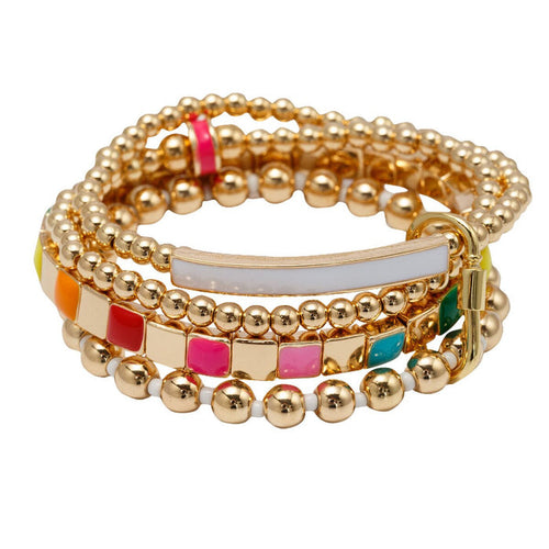 GOLD ENAMEL TILE BRACELETS