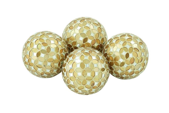 GOLD GLASS HANDMADE MOSAIC ORBS & VASE FILLER