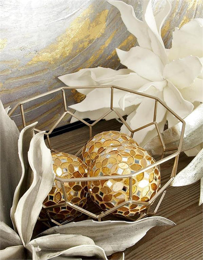 GOLD GLASS HANDMADE MOSAIC ORBS & VASE FILLER