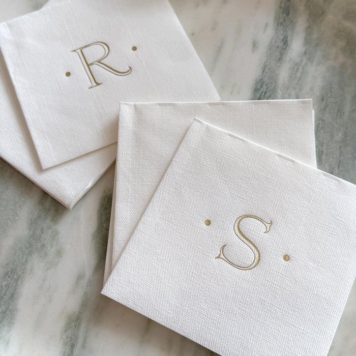 Gold Initial Cocktail Napkins