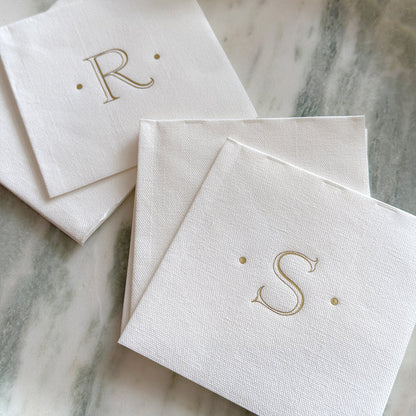 Gold Initial Cocktail Napkins