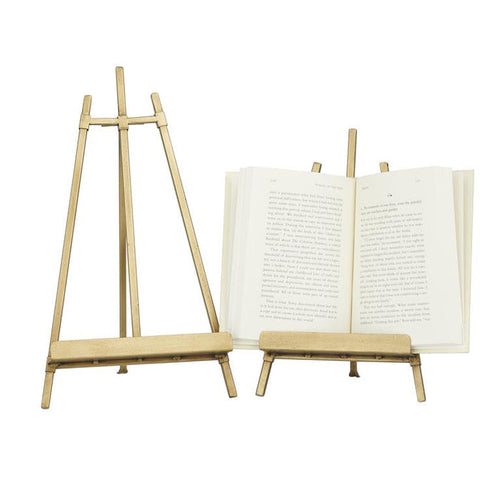 GOLD METAL EASEL WITH FOLDABLE STAND,