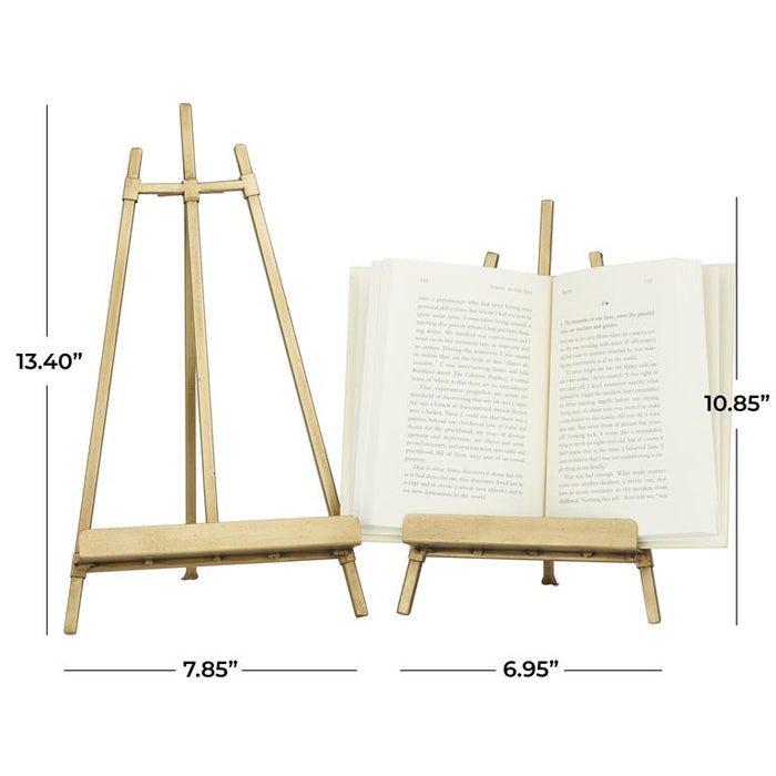 GOLD METAL EASEL WITH FOLDABLE STAND,