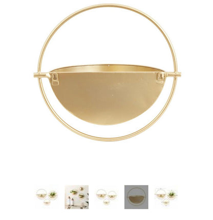GOLD METAL GEOMETRIC INDOOR OUTDOOR WALL PLANTER