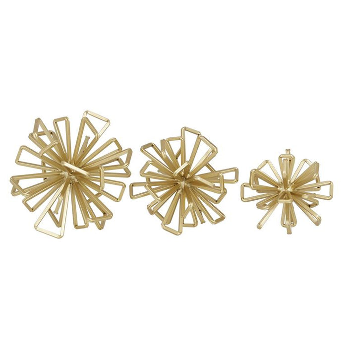GOLD METAL GEOMETRIC SCULPTURE,