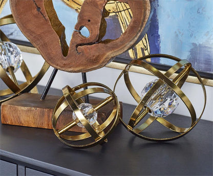 GOLD METAL GEOMETRIC SCULPTURE,