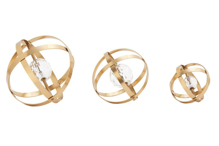 GOLD METAL GEOMETRIC SCULPTURE,
