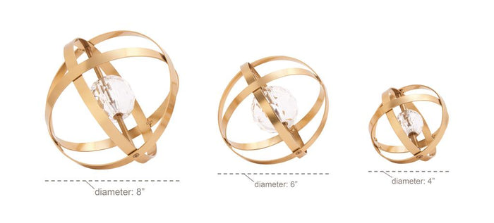 GOLD METAL GEOMETRIC SCULPTURE,
