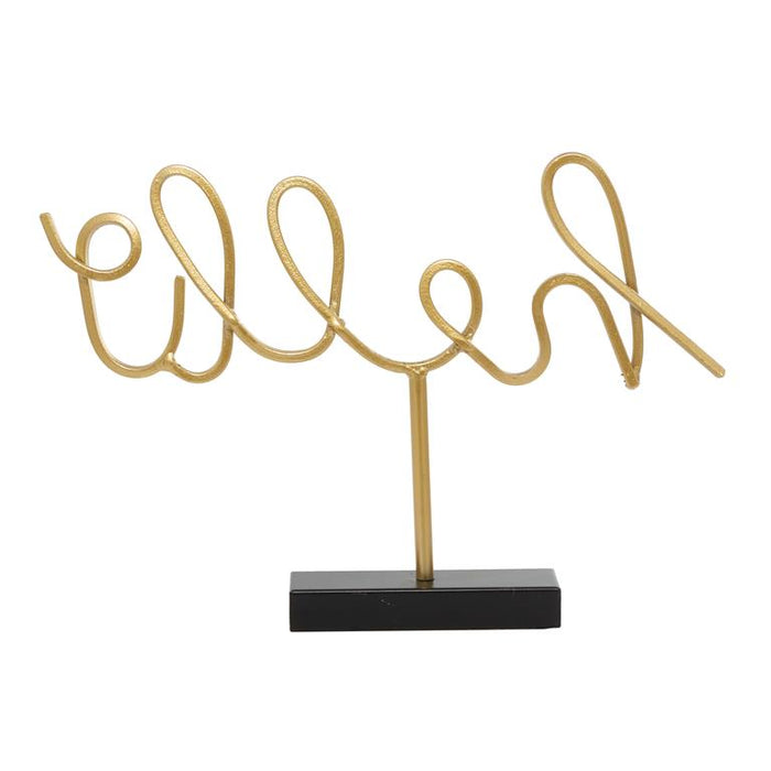 GOLD METAL HELLO DECORATIVE SIGN