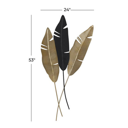 GOLD METAL LEAF WALL DECOR