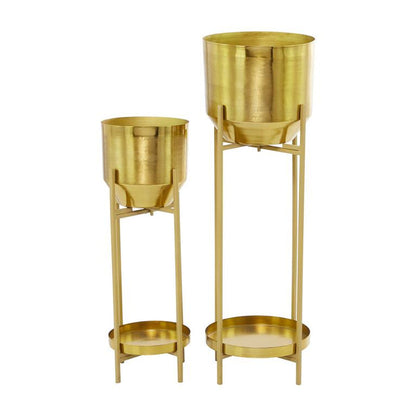 GOLD METAL PLANTER WITH REMOVABLE STAND