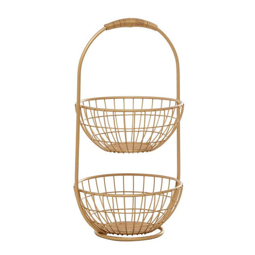 GOLD METAL TRADITIONAL STORAGE BASKET