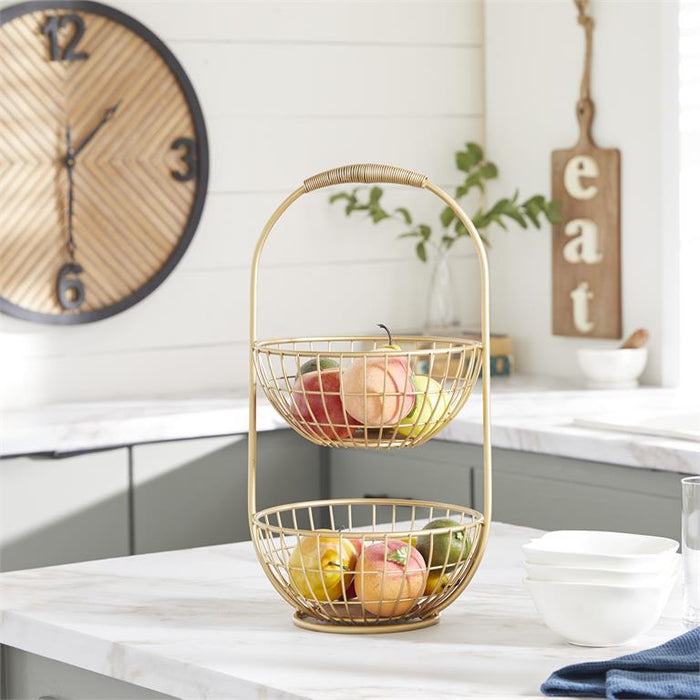 GOLD METAL TRADITIONAL STORAGE BASKET