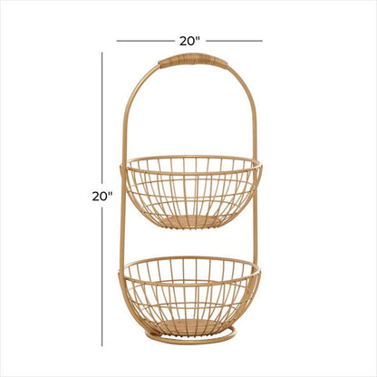 GOLD METAL TRADITIONAL STORAGE BASKET