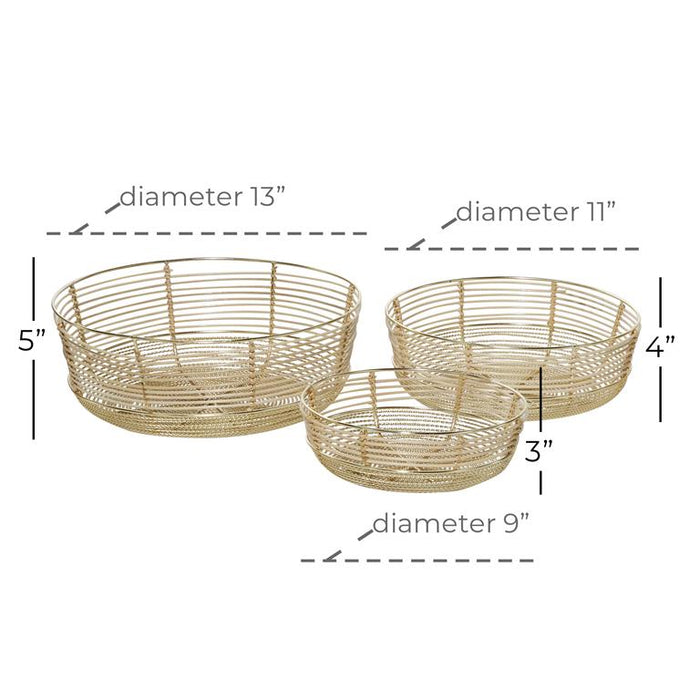 GOLD METAL WIRE DECORATIVE BOWL