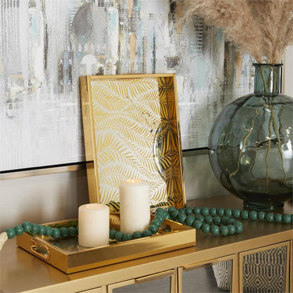 GOLD PLASTIC GEOMETRIC MIRRORED TRAY,