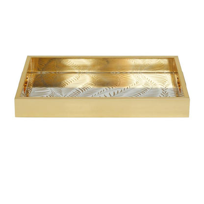 GOLD PLASTIC GEOMETRIC MIRRORED TRAY,