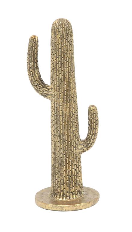 GOLD POLYSTONE CACTUS SCULPTURE