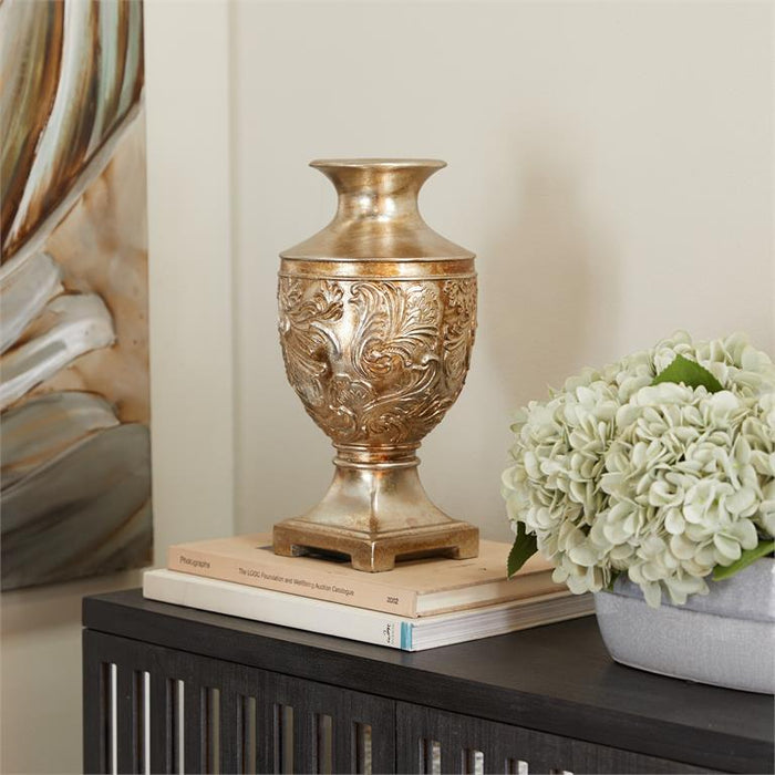 GOLD POLYSTONE CARVED VASE