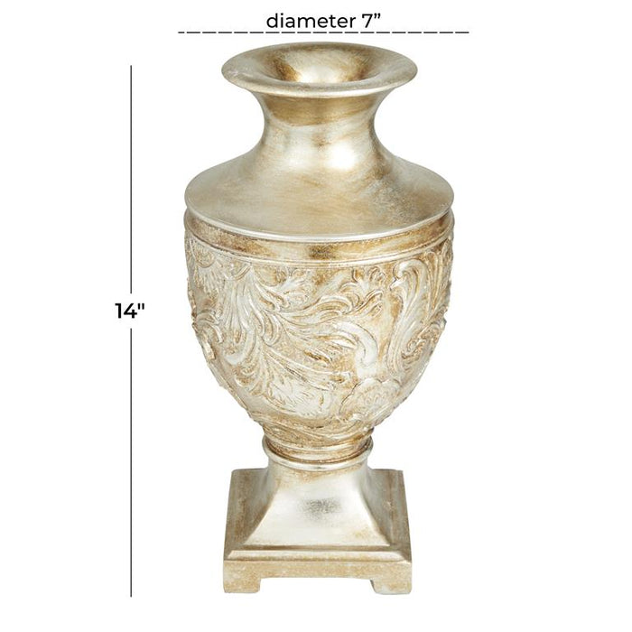 GOLD POLYSTONE CARVED VASE
