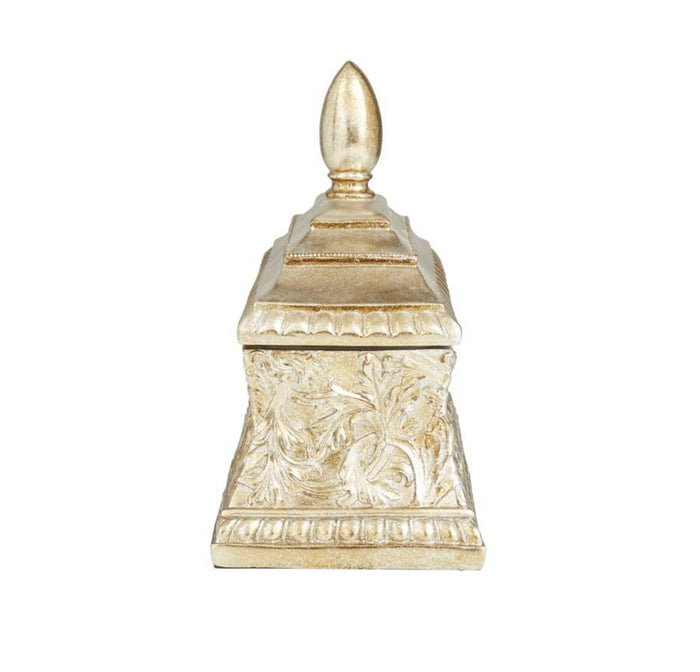 GOLD POLYSTONE FLORAL EMBOSSED DECORATIVE JARS, 10