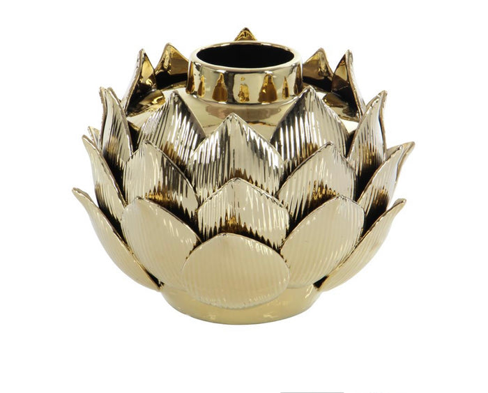 GOLD PORCELAIN FLORAL VASE