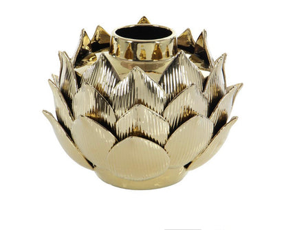 GOLD PORCELAIN FLORAL VASE