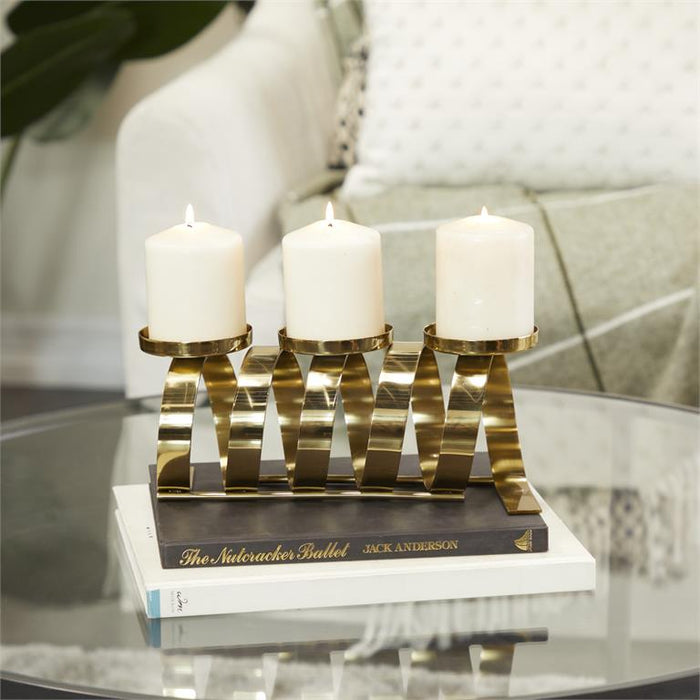 GOLD STAINLESS STEEL CANDLE HOLDER