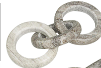 GRAY MARBLE CHAIN GEOMETRIC 3 LINK SCULPTURE WITH VARIOUS SHAPES
