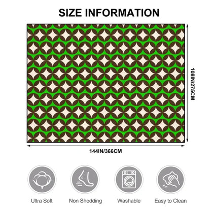 Green Brown White 70s Retro Area Rug – Large Midcentury Non-Slip Carpet - Rugs & Mats - retro