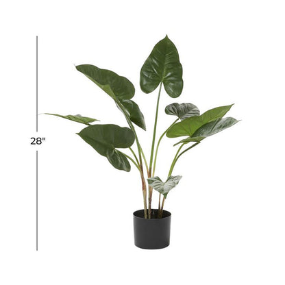 GREEN FAUX FOLIAGE ANTHURIUM ARTIFICIAL PLANT WITH BLACK PLASTIC POT,
