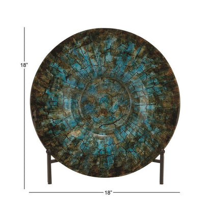 GREEN GLASS GEOMETRIC MOSAIC INSPIRED CHARGER WITH STAND