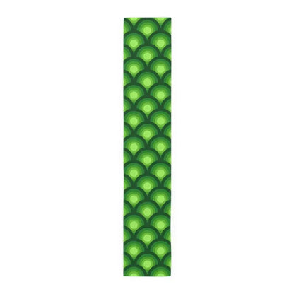 Green Peacock Eye Retro 70s Table Runner in 2 Sizes - Midcentury Decor - 16’’ × 90’’ / Polyester - Home Decor