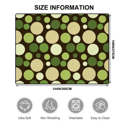 Green Retro Polka Dots Midcentury Retro Rug – Soft 70s Style Non-Slip Rug - retro rug