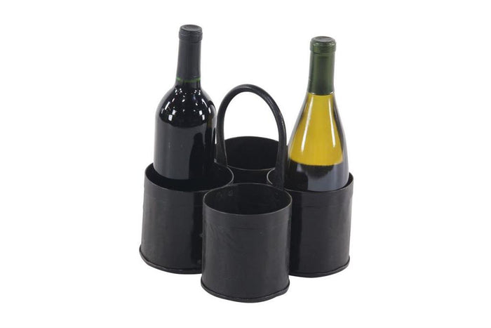 GREY METAL INDUSTRIAL WINE HOLDER