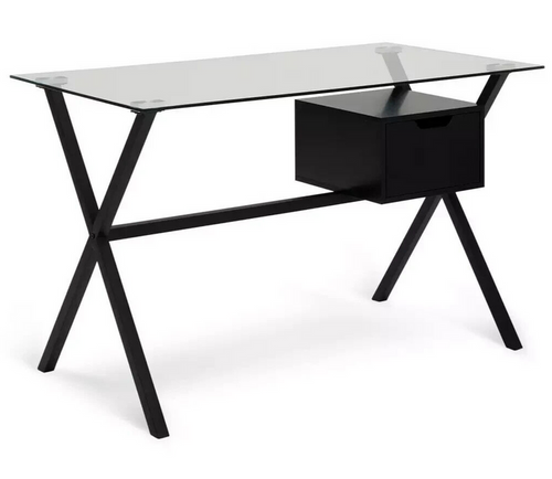 Habitat Dria 1 Drawer Glass Medium size Desk - Black