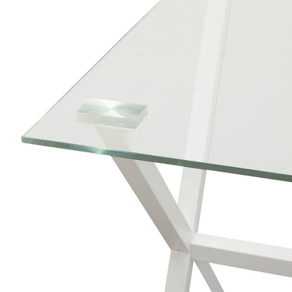 Habitat Dria 1 Drawer Office Desk White | Modern Glass Top Steel Frame Home Work