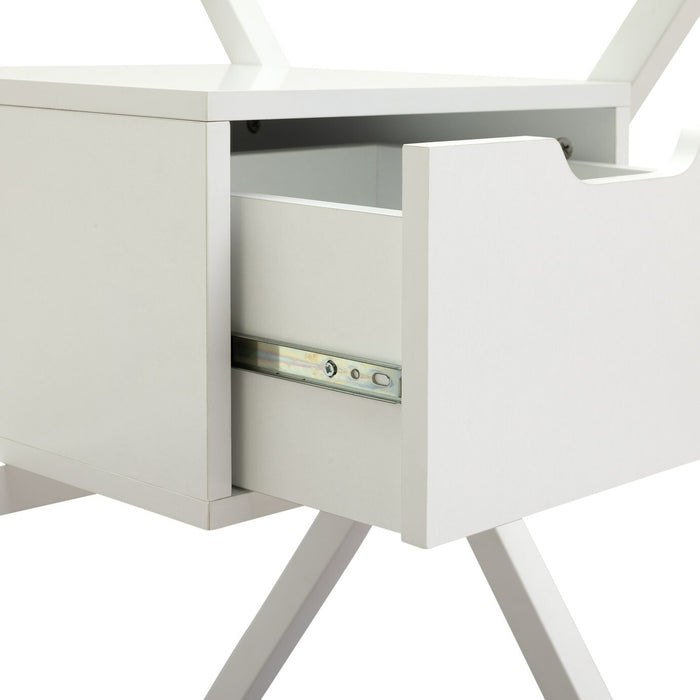 Habitat Dria 1 Drawer Office Desk White | Modern Glass Top Steel Frame Home Work