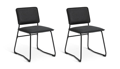 Habitat Loft Living Pair of Faux Leather Dining Chairs-Black